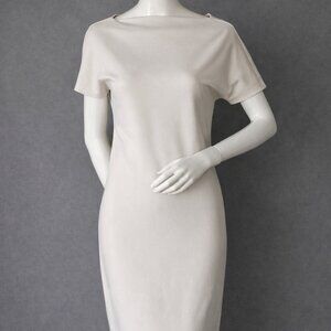 Max Mara Off-White Jersey Midi Dress – Minimalist Sheath, Italian Designer